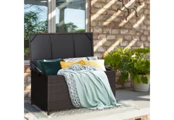 GoPlus (Costway) Outdoor Wicker Storage Box with Zippered Liner