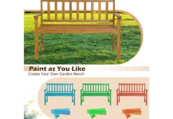 GoPlus (Costway) 2-Person Outdoor Acacia Wood Bench with Backrest