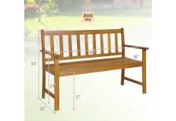 GoPlus (Costway) 2-Person Outdoor Acacia Wood Bench with Backrest