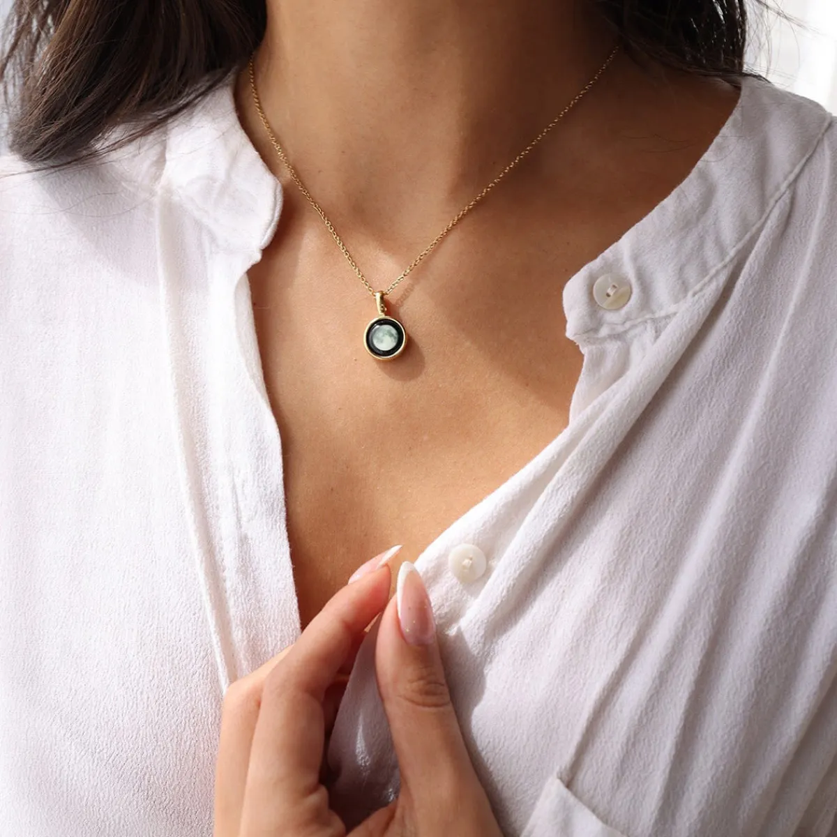 Moonglow LLC Personalized Engraved Choose Your Moon Phase Sky Light Necklace