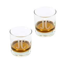Astec Designs LLC Personalized Whiskey Glasses and Bar Mat Gift Set