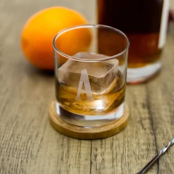 Astec Designs LLC Personalized Whiskey Glasses and Bar Mat Gift Set