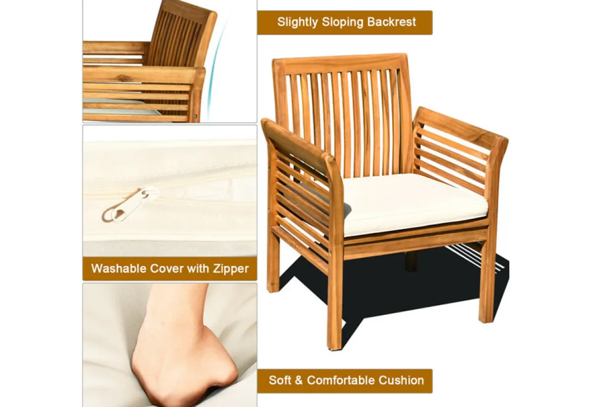 GoPlus (Costway) 4-Piece Outdoor Acacia Wood Sofa Furniture Set