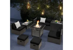 GoPlus (Costway) 9-Piece Outdoor Furniture Set with Fire Table