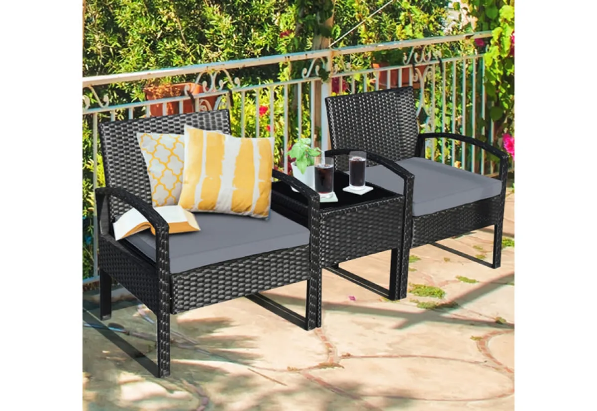 Sharper Image 3-Piece Outdoor Rattan Patio Conversation Set