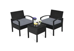 Sharper Image 3-Piece Outdoor Rattan Patio Conversation Set