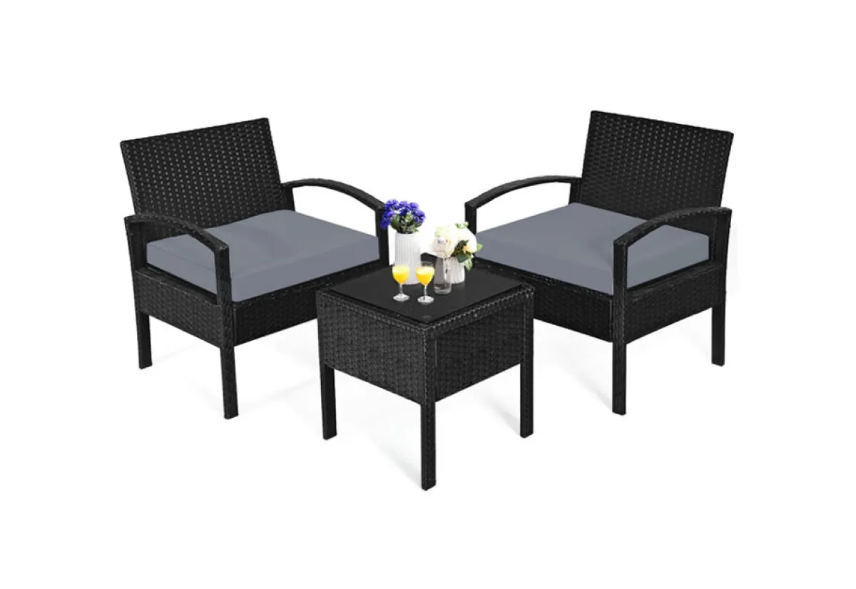 Sharper Image 3-Piece Outdoor Rattan Patio Conversation Set