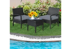 Sharper Image 3-Piece Outdoor Rattan Patio Conversation Set
