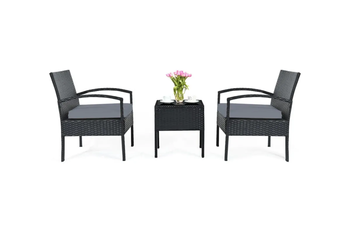 Sharper Image 3-Piece Outdoor Rattan Patio Conversation Set