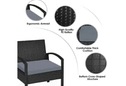 Sharper Image 3-Piece Outdoor Rattan Patio Conversation Set