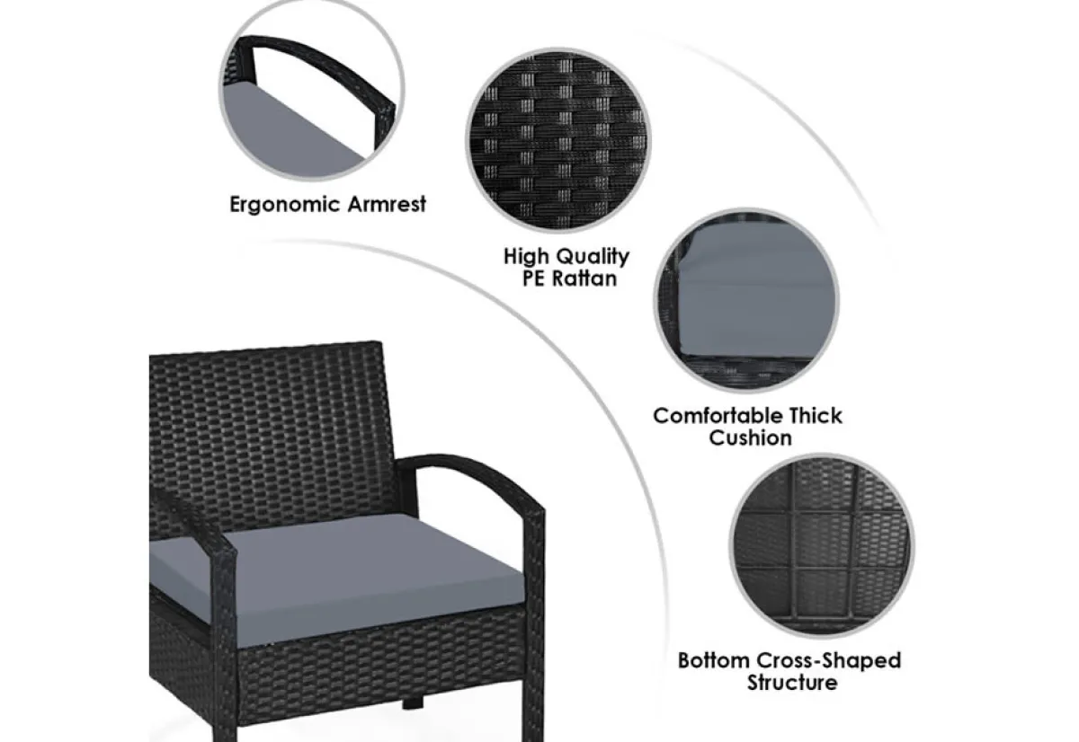 Sharper Image 3-Piece Outdoor Rattan Patio Conversation Set
