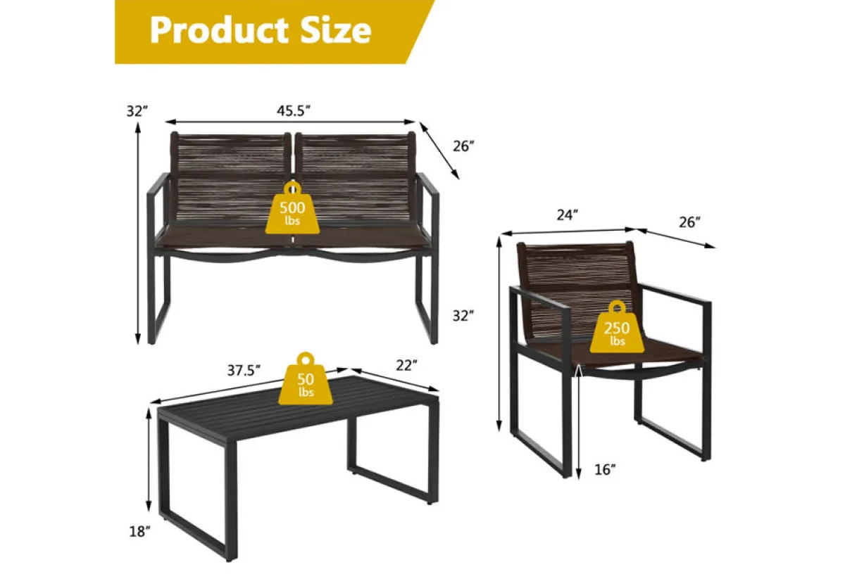 GoPlus (Costway) 4-Piece Patio Set with Loveseat