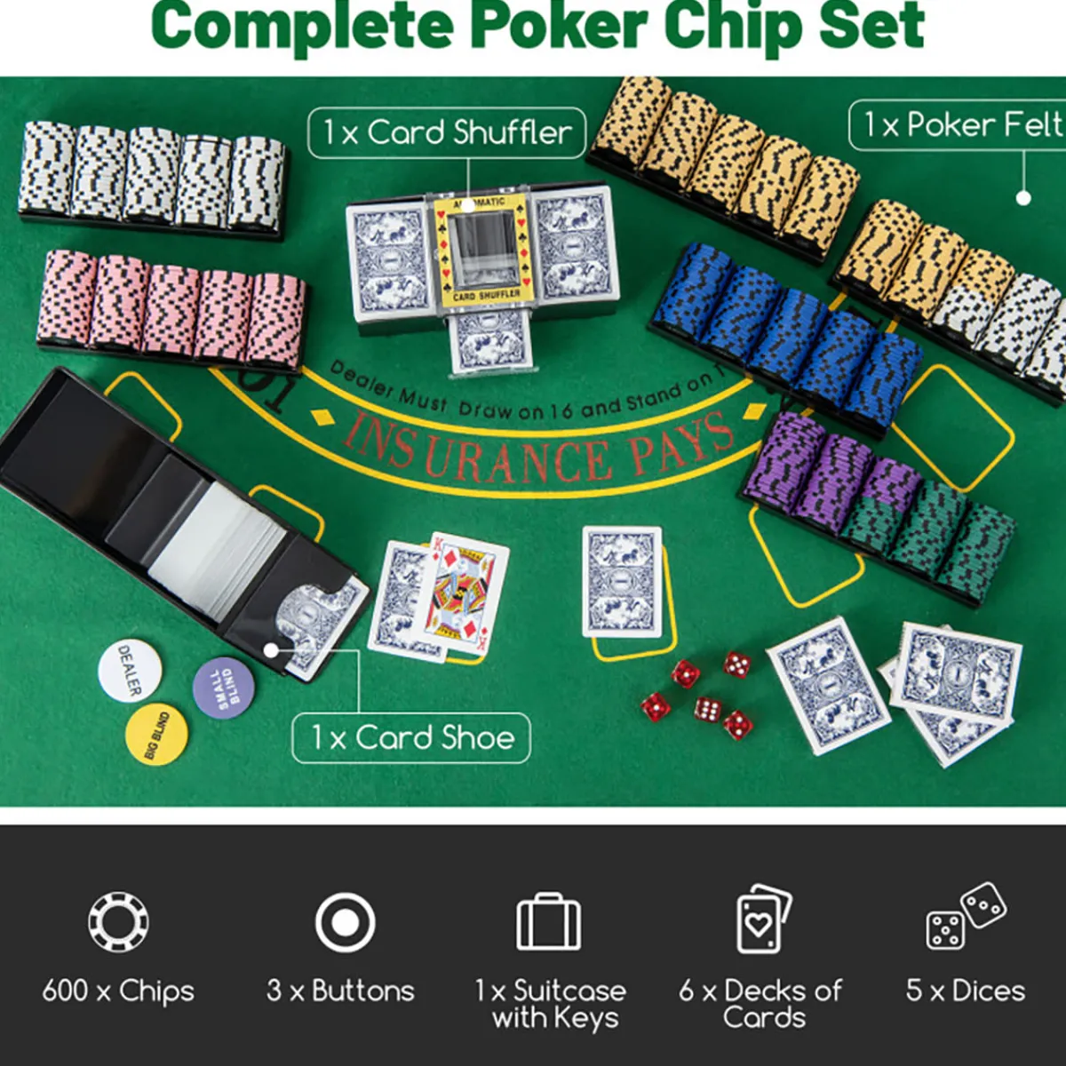 GoPlus (Costway) 600-Piece Poker Chip and Game Set