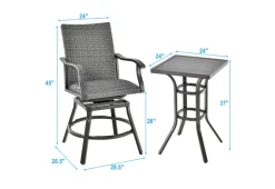 GoPlus (Costway) 3-Piece Swivel Bar Set with 4D Air Fiber Cushions