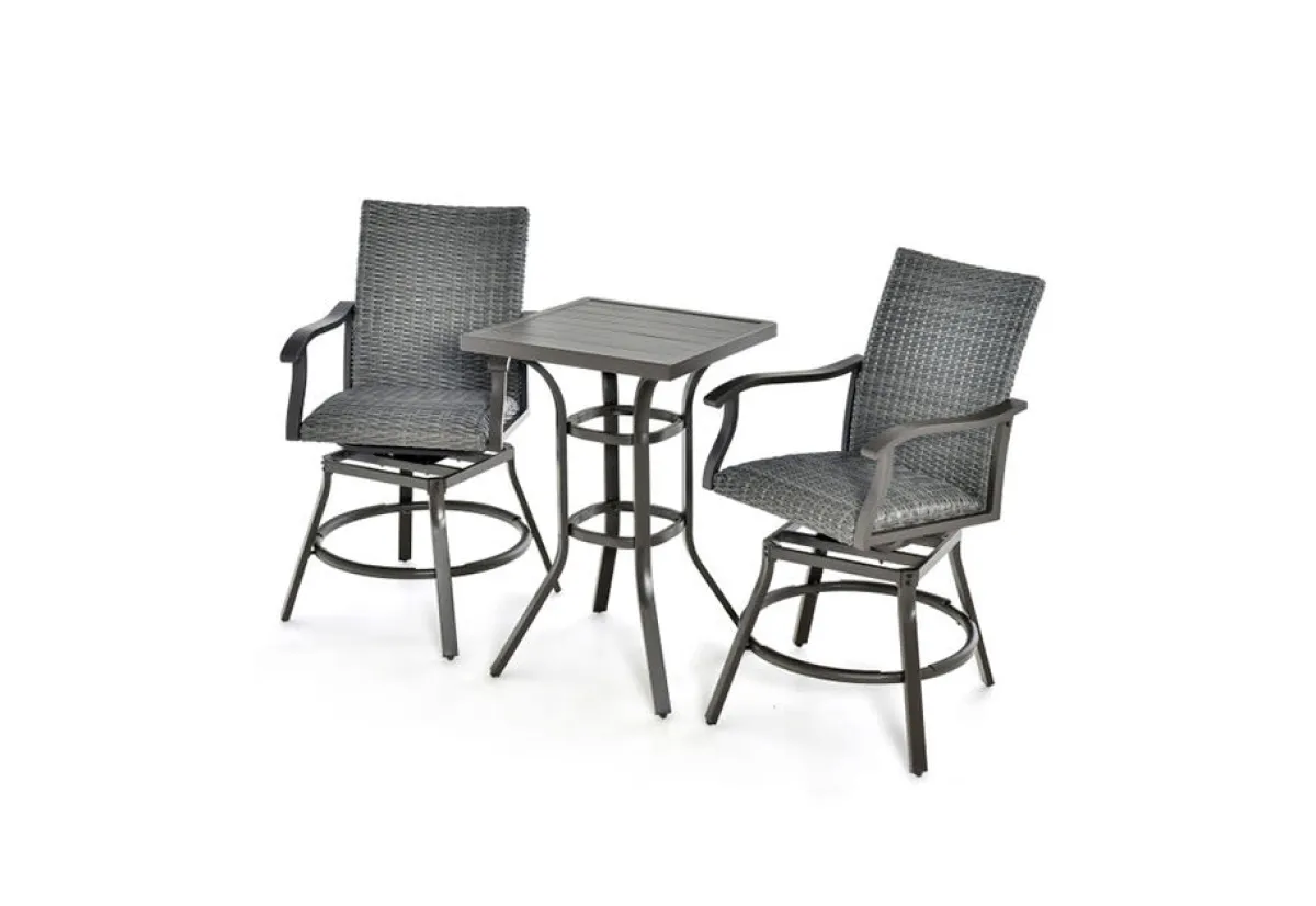 GoPlus (Costway) 3-Piece Swivel Bar Set with 4D Air Fiber Cushions