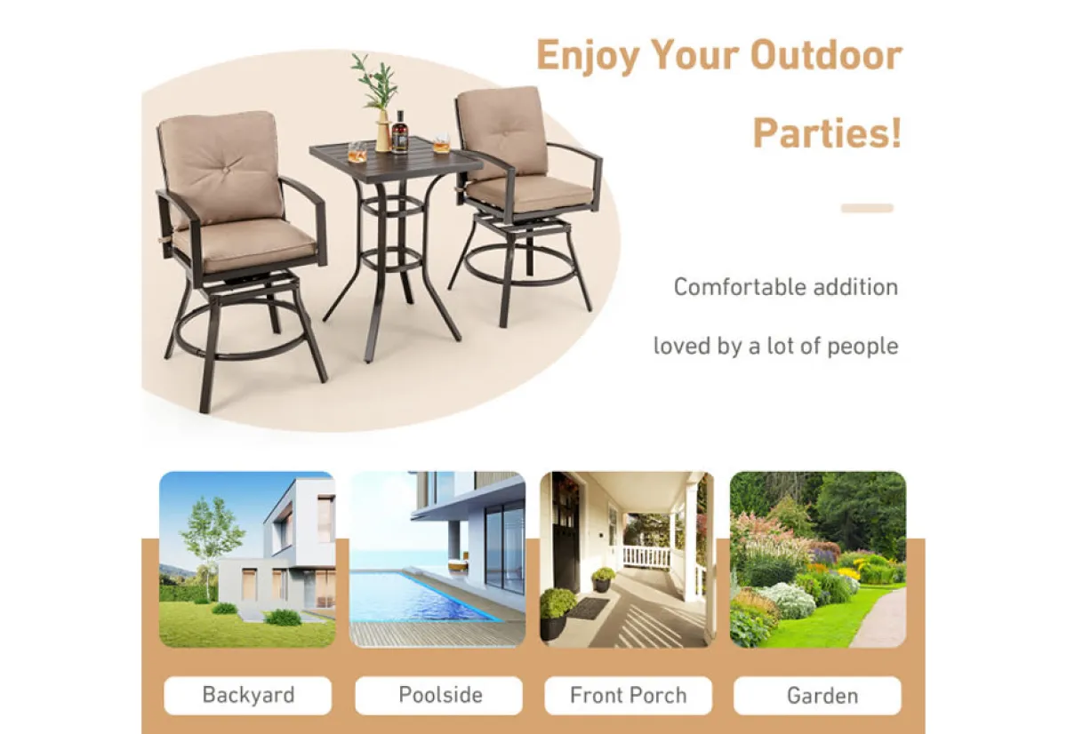 GoPlus (Costway) 3-Piece Swivel Bar Table Set