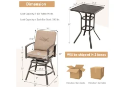 GoPlus (Costway) 3-Piece Swivel Bar Table Set