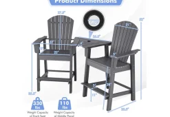 GoPlus (Costway) 2-Piece Tall Adirondack Chairs with Middle Connecting Tray