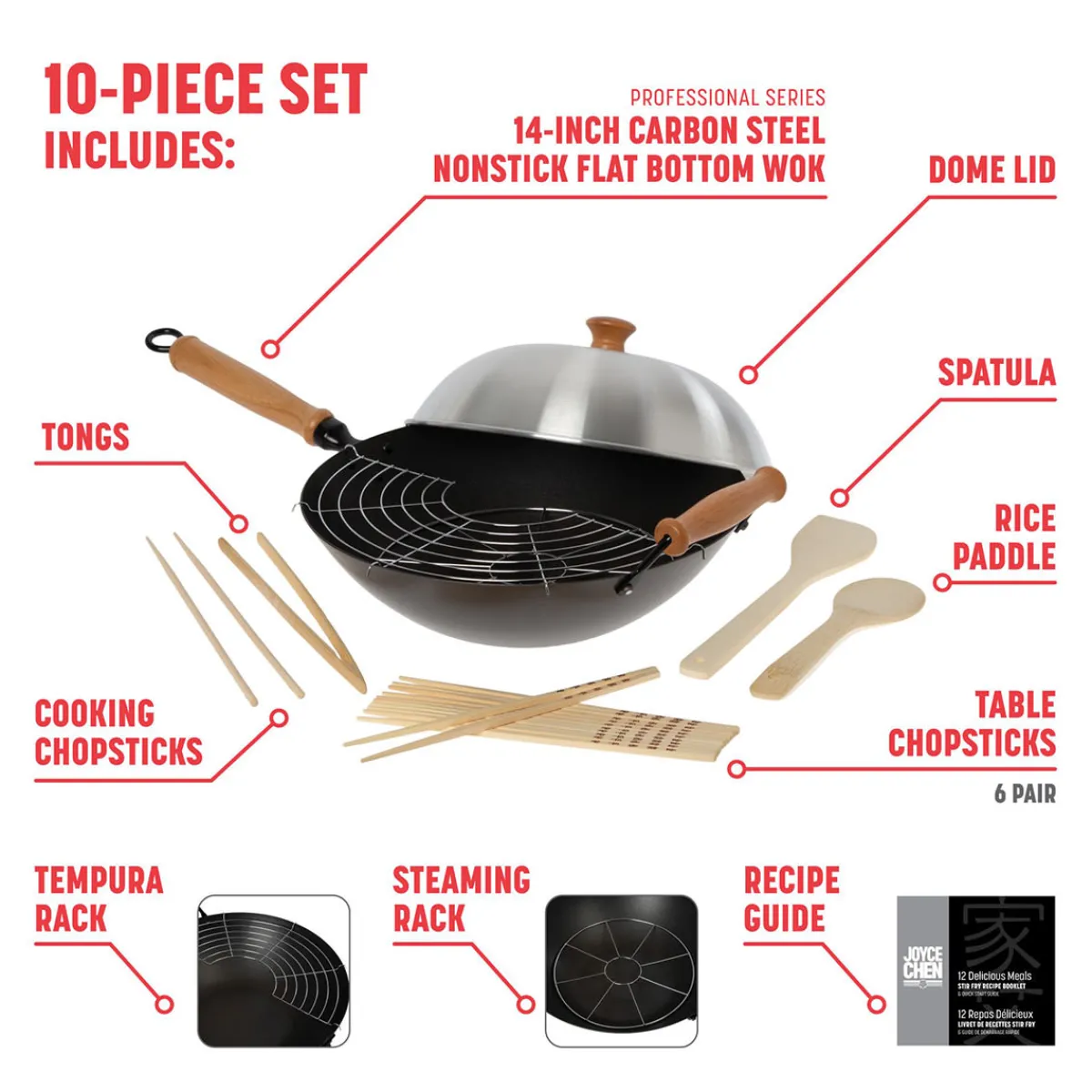 Escali Corp dba Kitchen Supply 10-Piece 14'' Nonstick Wok Set