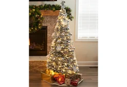 Sharper Image Pop-Up 6 Ft. White Flocked Christmas Tree
