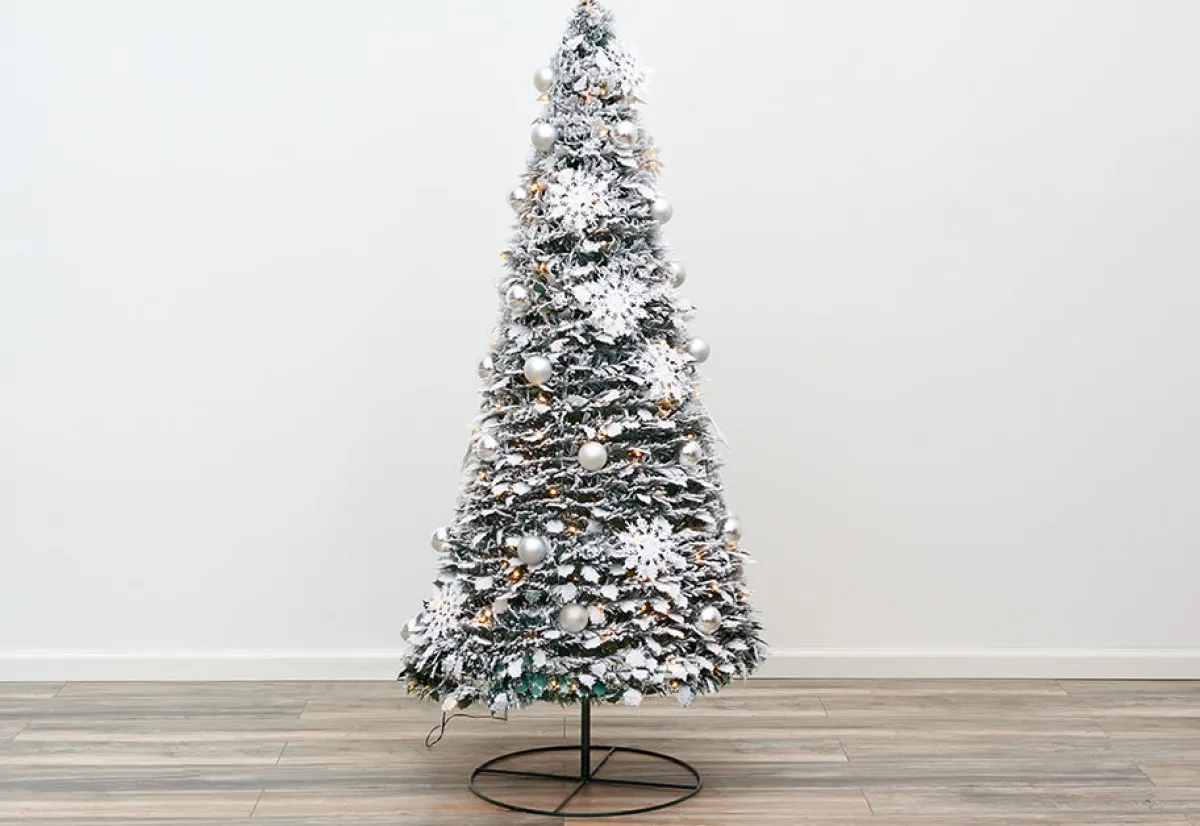 Sharper Image Pop-Up 6 Ft. White Flocked Christmas Tree