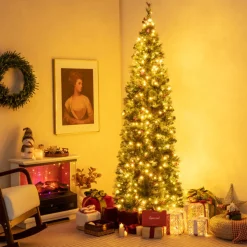 Village Lighting Company Pre-Lit Artificial Hinged Pencil Christmas Tree