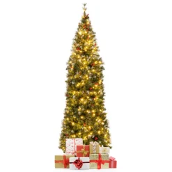 Village Lighting Company Pre-Lit Artificial Hinged Pencil Christmas Tree