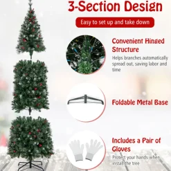 Village Lighting Company Pre-Lit Artificial Hinged Pencil Christmas Tree