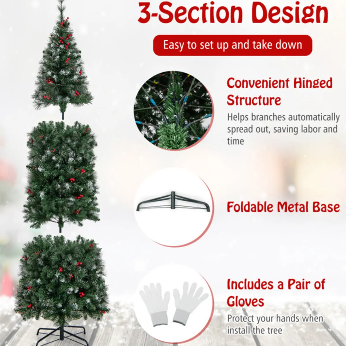 Village Lighting Company Pre-Lit Artificial Hinged Pencil Christmas Tree