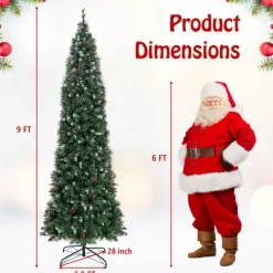 Village Lighting Company Pre-Lit Artificial Hinged Pencil Christmas Tree