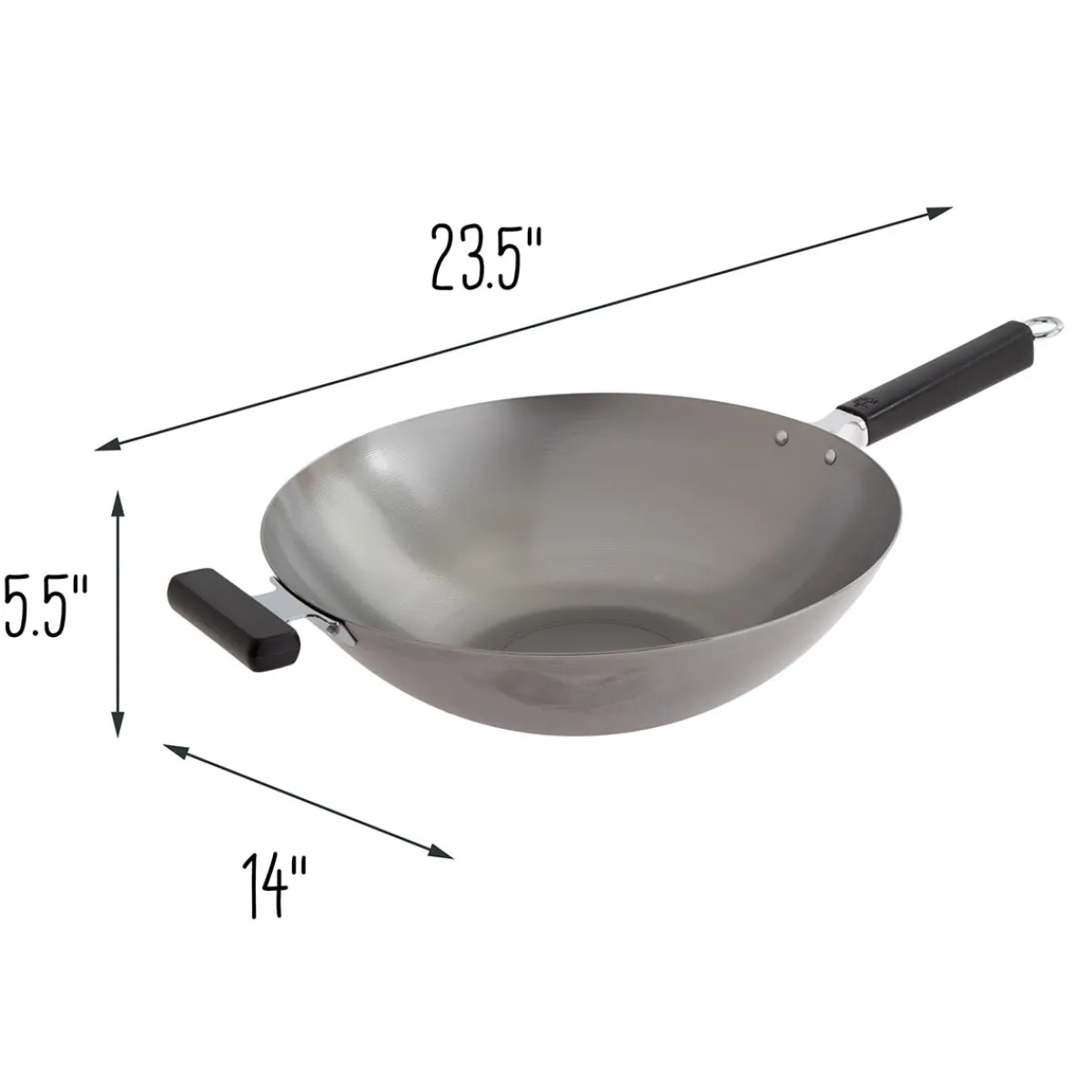 Livwell Brands LLC Professional 14-inch Carbon Steel Flat Bottom Wok