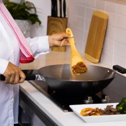 Livwell Brands LLC Professional 14-inch Carbon Steel Flat Bottom Wok