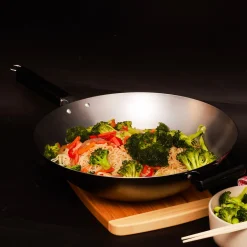 Livwell Brands LLC Professional 14-inch Carbon Steel Flat Bottom Wok