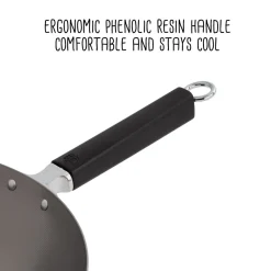 Livwell Brands LLC Professional 14-inch Carbon Steel Flat Bottom Wok