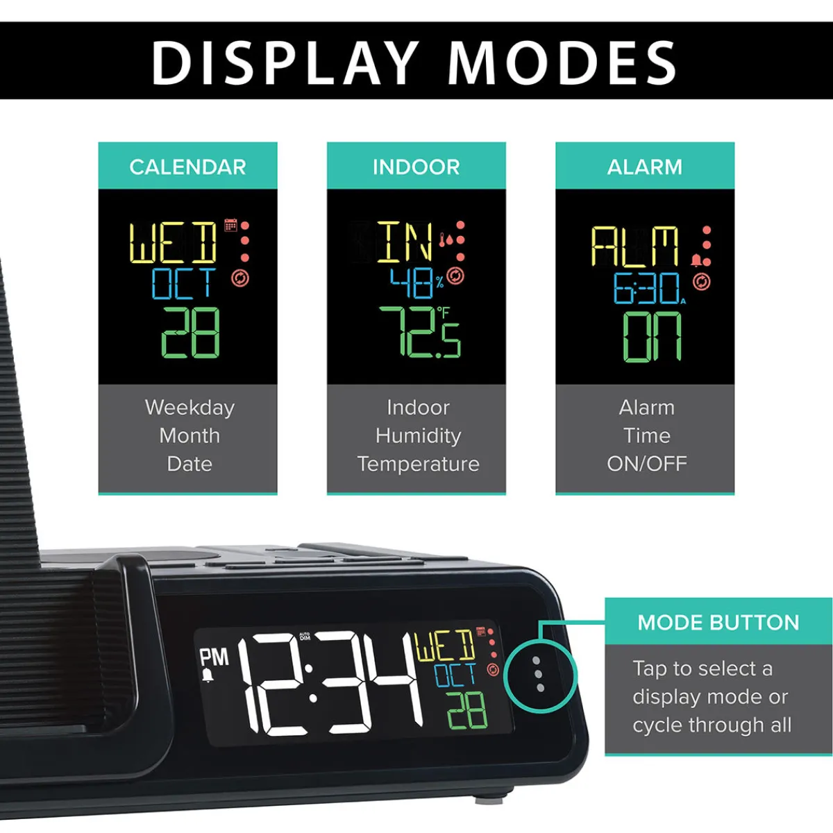 LaCrosse Technology, Ltd. Projection Alarm Clock with Wireless Charging Station