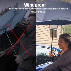 Flipo Group, Inc. Reverse Folding Windproof Umbrella with Flashlight