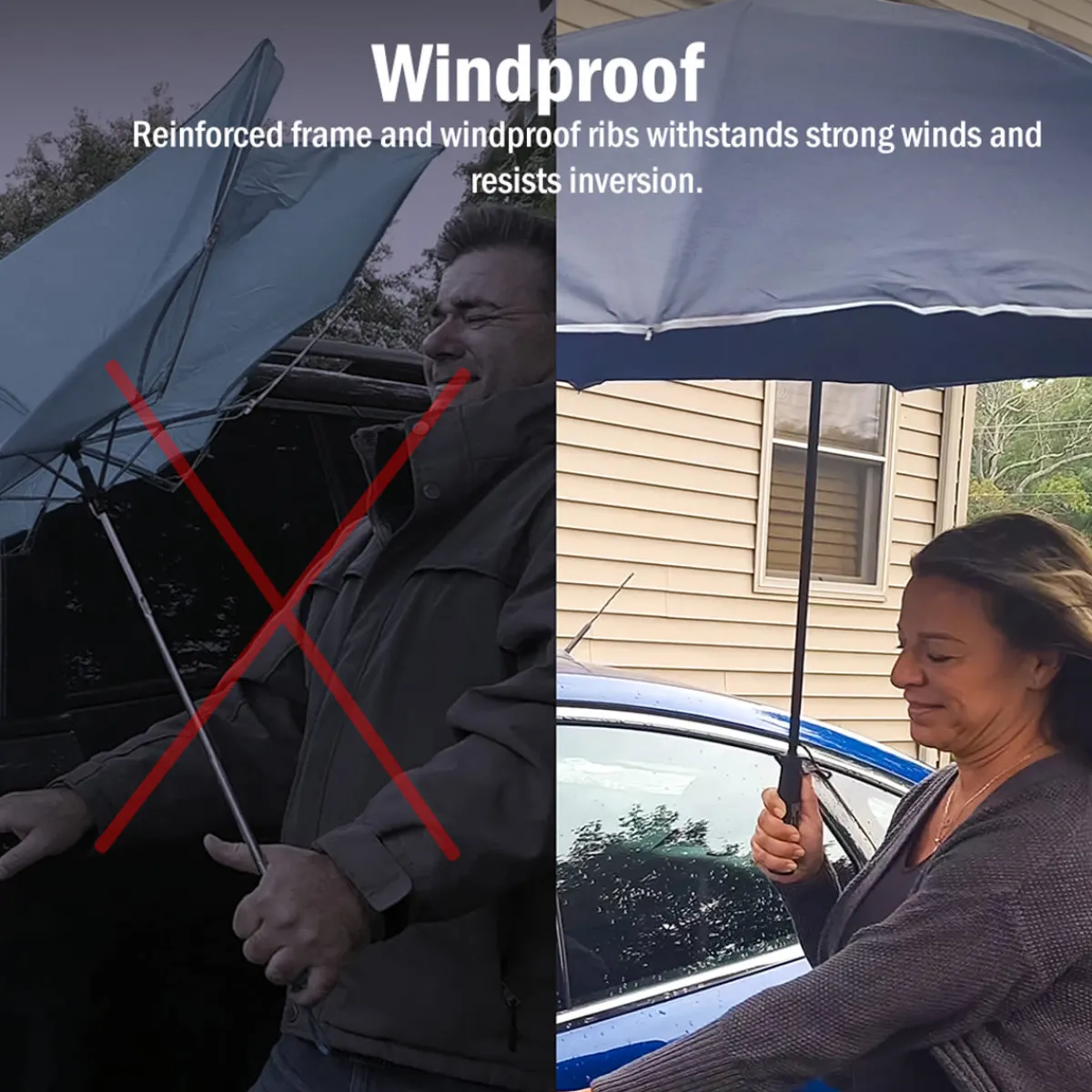 Flipo Group, Inc. Reverse Folding Windproof Umbrella with Flashlight