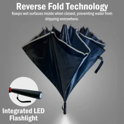 Flipo Group, Inc. Reverse Folding Windproof Umbrella with Flashlight