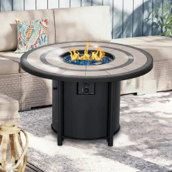 Shinerich International Inc Round Propane Gas Fire Pit Table