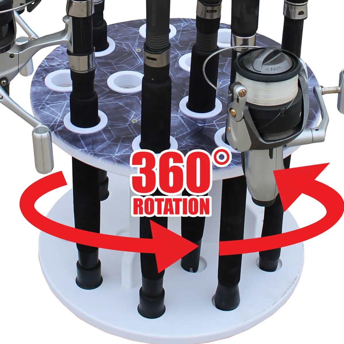 ReelSonar Inc Round Spinning 12 Fishing Rod Rack