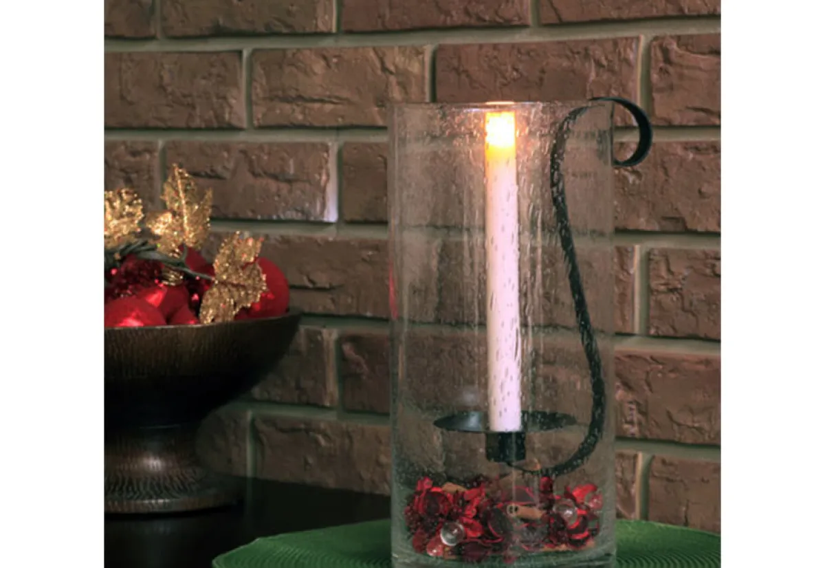 Xodus Innovations Rustic Hurricane with Flameless Wax Taper Candle