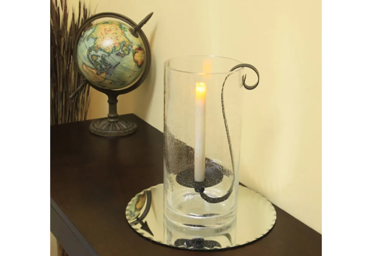 Xodus Innovations Rustic Hurricane with Flameless Wax Taper Candle