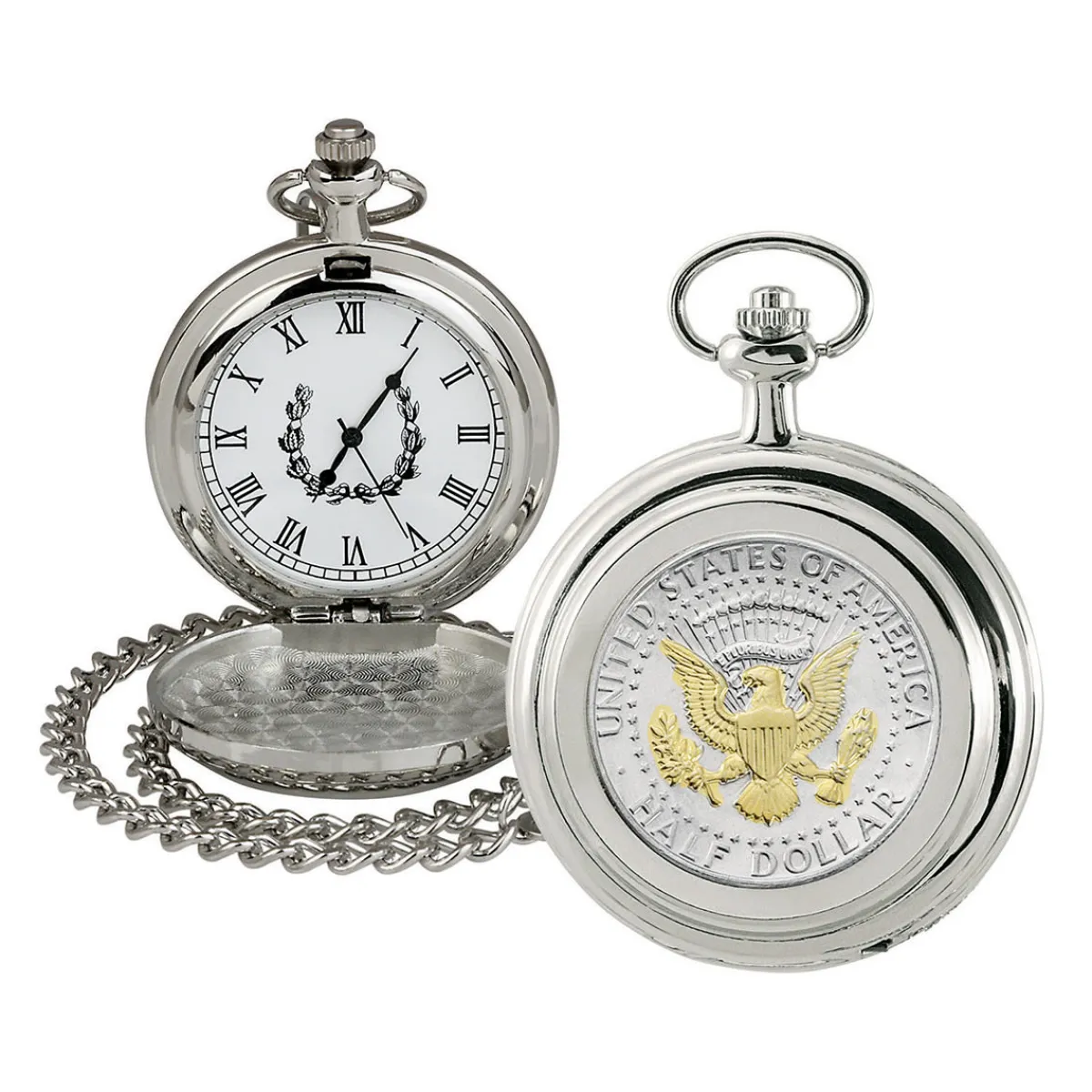 UPM Global LLC Selectively Gold-Layered Presidential Seal JFK Half Dollar Coin Pocket Watch