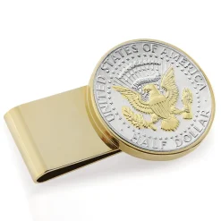 UPM Global LLC Selectively Gold-Layered Presidential Seal JFK Half Dollar Stainless Steel Goldtone Coin Money Clip