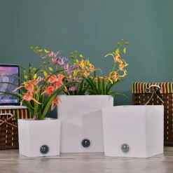 EP DESIGN LAB Self-Watering Square Pot System for Indoor Plants (Set of 3)