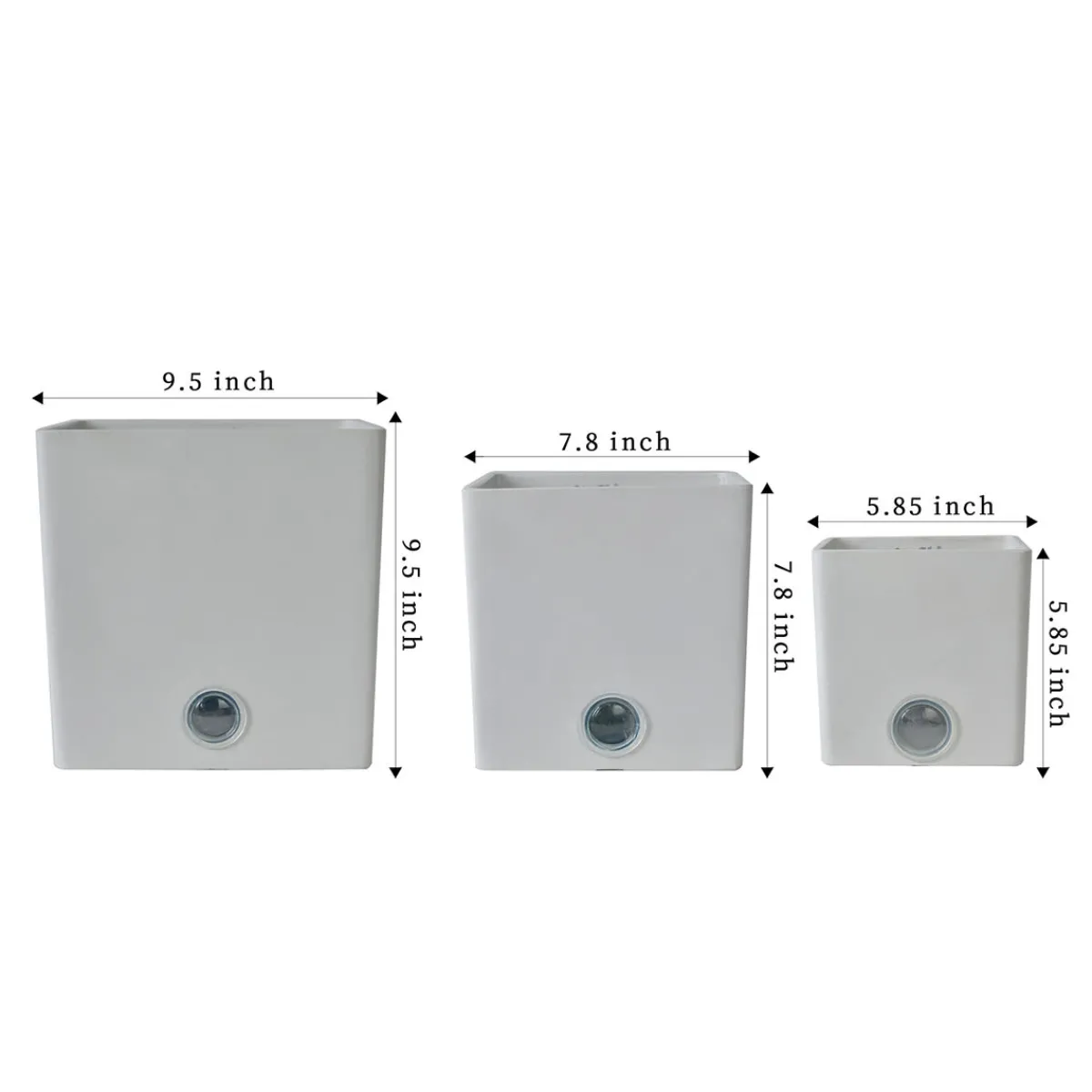 EP DESIGN LAB Self-Watering Square Pot System for Indoor Plants (Set of 3)