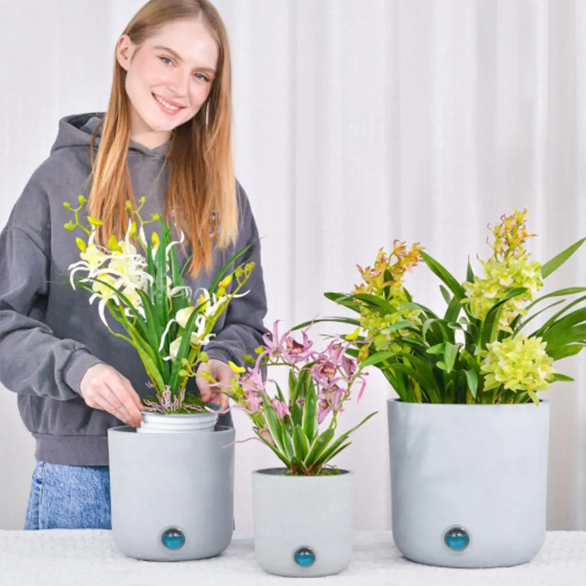 EP DESIGN LAB Self-Watering Tall Cylinder Pot System for Indoor Plants (Set of 3)