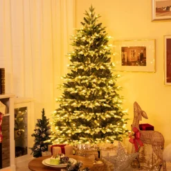 Village Lighting Company Snowy Tipped Pre-Lit Hinged Christmas Tree with Remote Control