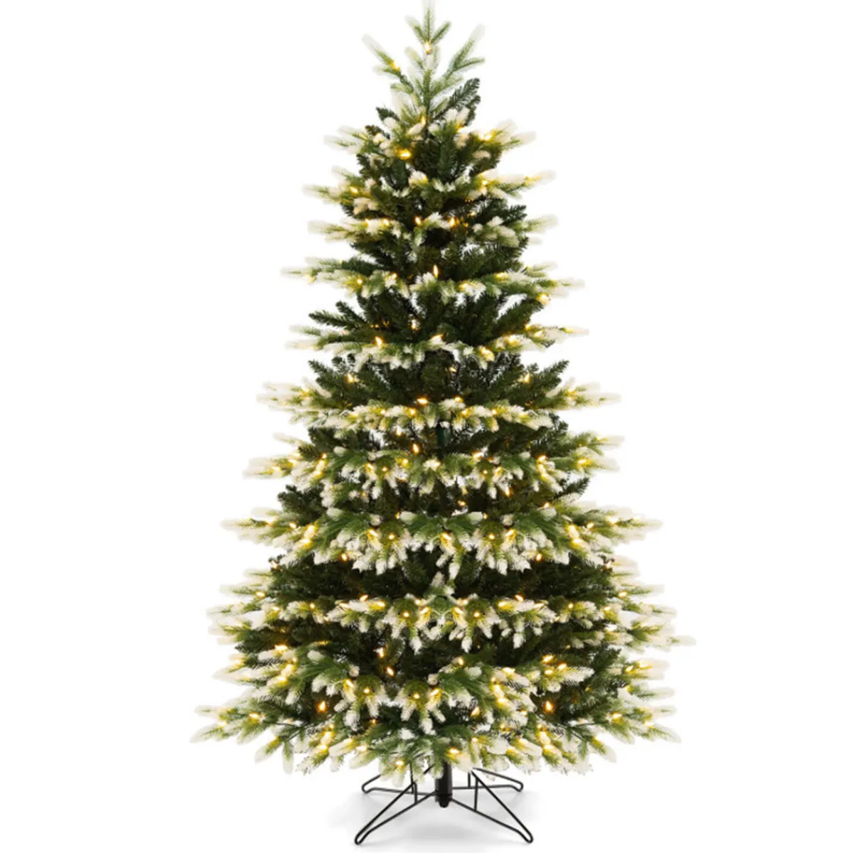 Village Lighting Company Snowy Tipped Pre-Lit Hinged Christmas Tree with Remote Control