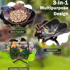 Sharper Image Solar Bird Bath Feeder and Planter